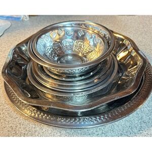 Dolly Stainless Steel 7 Pc Decorative Serving Tray Bowl Set Indian Wedding